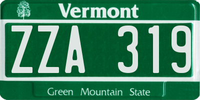 VT license plate ZZA319