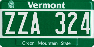 VT license plate ZZA324
