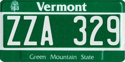 VT license plate ZZA329