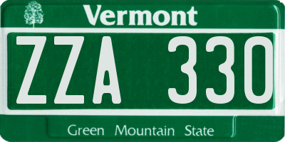VT license plate ZZA330