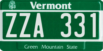 VT license plate ZZA331