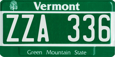VT license plate ZZA336