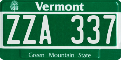 VT license plate ZZA337