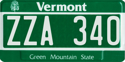 VT license plate ZZA340