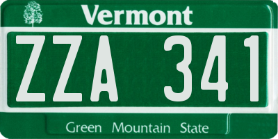 VT license plate ZZA341