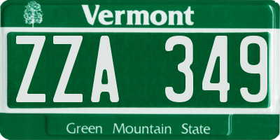 VT license plate ZZA349