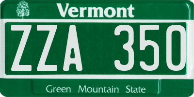 VT license plate ZZA350