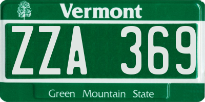VT license plate ZZA369