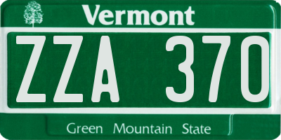 VT license plate ZZA370