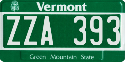 VT license plate ZZA393