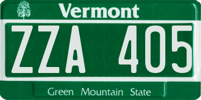 VT license plate ZZA405