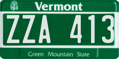 VT license plate ZZA413