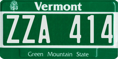 VT license plate ZZA414