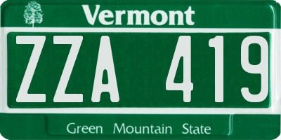 VT license plate ZZA419
