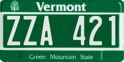 VT license plate ZZA421