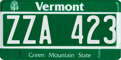 VT license plate ZZA423