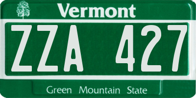 VT license plate ZZA427