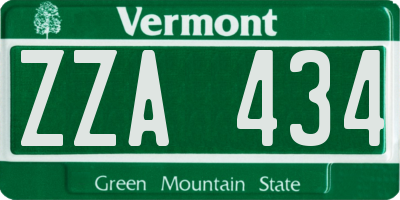 VT license plate ZZA434