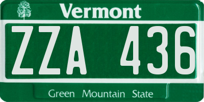 VT license plate ZZA436