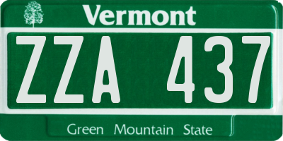 VT license plate ZZA437