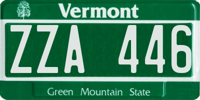 VT license plate ZZA446