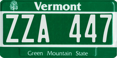 VT license plate ZZA447