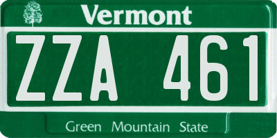 VT license plate ZZA461