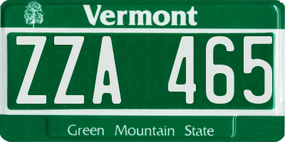 VT license plate ZZA465