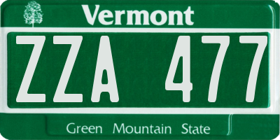 VT license plate ZZA477