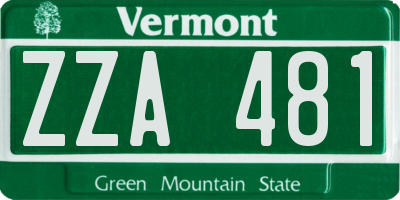 VT license plate ZZA481