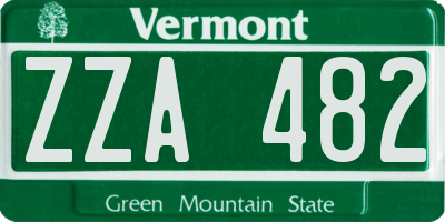 VT license plate ZZA482