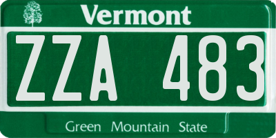 VT license plate ZZA483