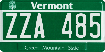 VT license plate ZZA485