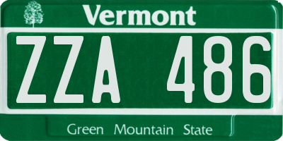 VT license plate ZZA486