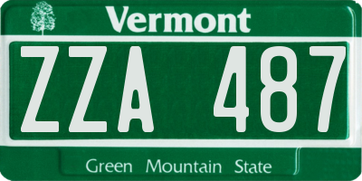 VT license plate ZZA487