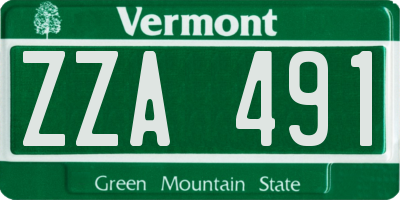 VT license plate ZZA491