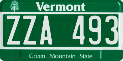 VT license plate ZZA493