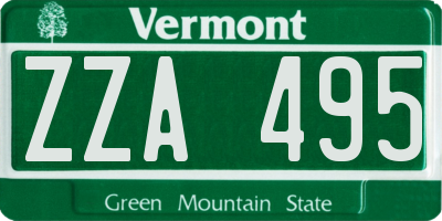 VT license plate ZZA495