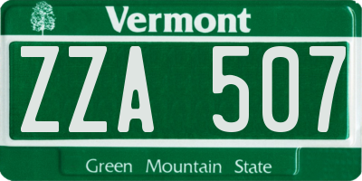 VT license plate ZZA507