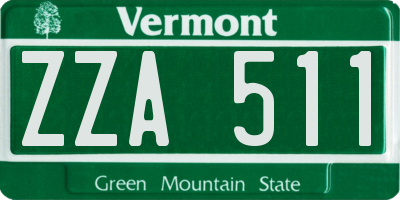 VT license plate ZZA511