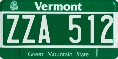 VT license plate ZZA512