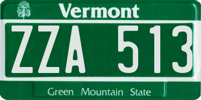 VT license plate ZZA513