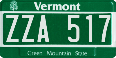 VT license plate ZZA517