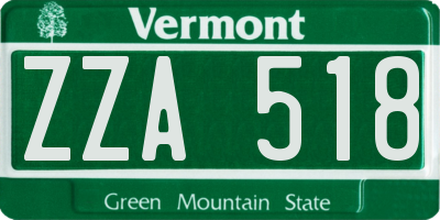 VT license plate ZZA518