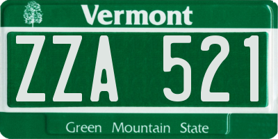 VT license plate ZZA521