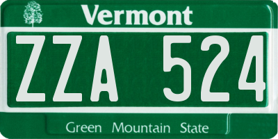 VT license plate ZZA524