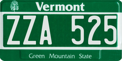 VT license plate ZZA525