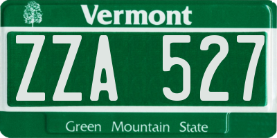 VT license plate ZZA527