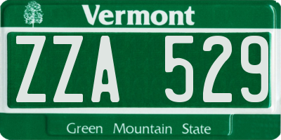 VT license plate ZZA529