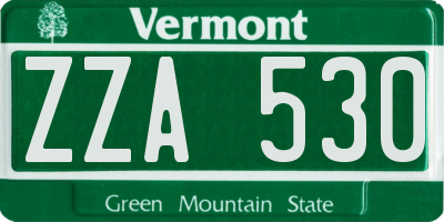 VT license plate ZZA530